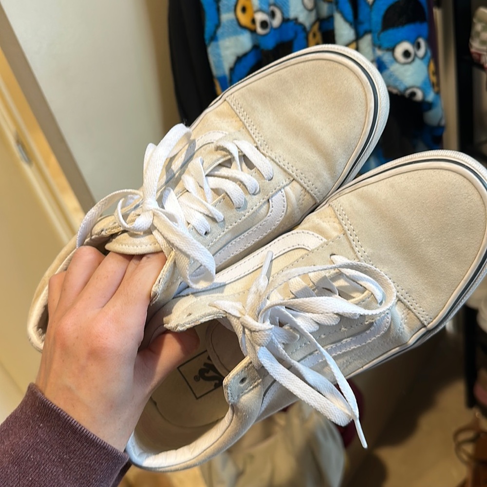 Cream colored vans. Off white